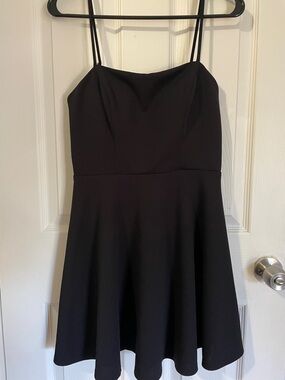 B. Smart Black Spaghetti-Strap Fit-and-Flare Mini Dress